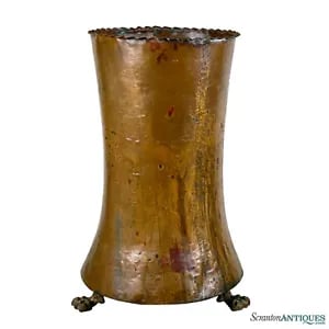 Antique Arts & Crafts Dovetailed Copper Entryway Umbrella Holder Stand