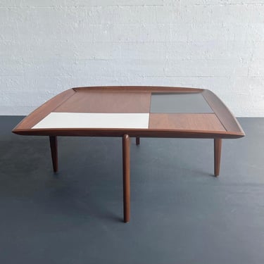 John Keal For Brown-Saltman Square Walnut And Laminate Checkered Coffee Table