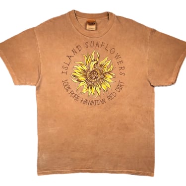 Vintage 90s Island Sunflowers “100% Pure Hawaiian Dirt” Naturally Dyed Graphic Flower T-Shirt Size Large 