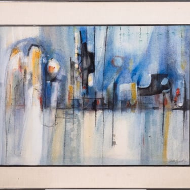 Mid Century Modern Skyline Cityscape Abstract Expressionism Oil Painting 
