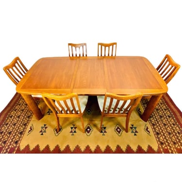 Danish Modern Teak with Oak Trim and Oak Frame Dining Table With One Extension 