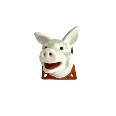 French Bavent White Faience Pig Head Wall Trophy 