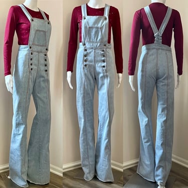 1970's Denin Flare Overalls Jumpsuit Bell Bottoms 