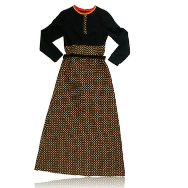 70s NWT Floral Hippie Boho Groovy Maxi Dress // Size 10 // Leslie Fay // Long Sleeve Maxi Dress // Sweater Dress 