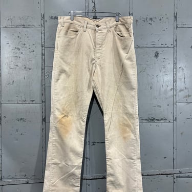 Size 34x31 70s 80s  Levi’s 519 corduroy off white beige   Denim Jeans  fit flare fit bootcut 