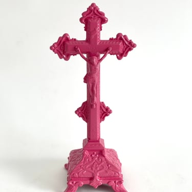 Vintage Belgian Pink Crucifix Cross 