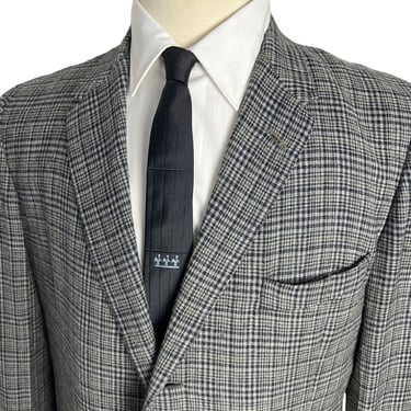 Vintage 1950s/1960s Wool Flannel Glen Plaid Sport Coat ~ 40 S ~ jacket / blazer ~ Preppy / Ivy Style / Trad 