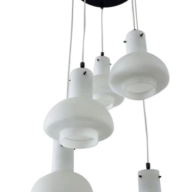 Stilnovo Italian Pendant Flush Mount, 5 Lights, Adjustable, 1960's.