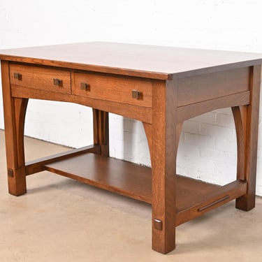 Limbert Antique Mission Oak Arts &#038; Crafts Desk or Library Table, Newly Refinished