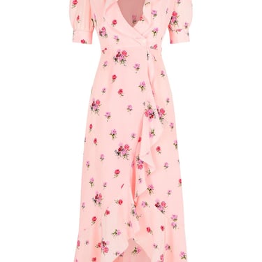 Alessandra Rich 'Rouches' Pink Silk Dress Women