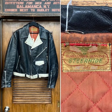 Vintage 1950's Original Two-Tone MC Steerhide Leather Jacket