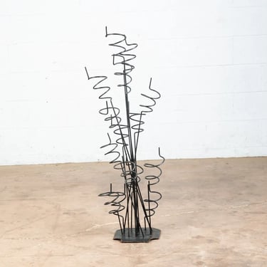Mid Century Modern Wine Rack Arthur Umanoff Iron Free Standing Sculptural Spiral