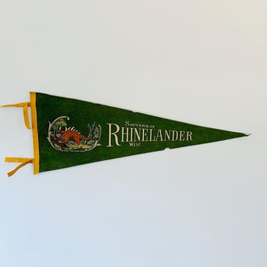 Vintage Rhinelander Wisconsin Souvenir Pennant Hodag from Rhinelander - As Is Condition 