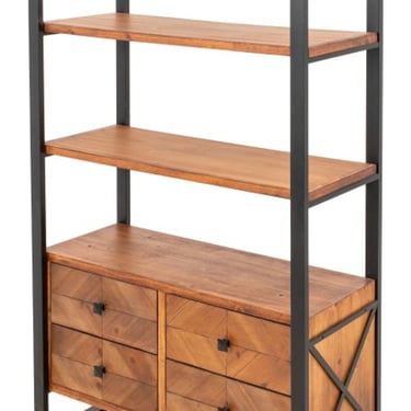 Industrial Loft Style Wood &amp; Metal Bookcase