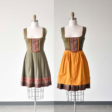 Vintage Dirndl Dress / Vintage German Jumper Dress with Apron / Vintage Bavarian Dirndl Dress / Salzburg Trachten Dress / Oktoberfest Dress 