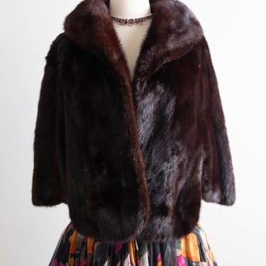 Luxurious 1950's Rich Mahogany Mink Fur Cape / Medium