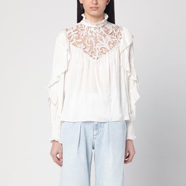 Isabel Marant Seila Blouse In Ecru With Lace And Ruffles Women