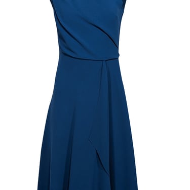 Reiss - Blue Sleeveless Asymmetrical Midi Dress Sz 6