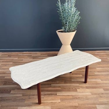 Mid-Century Modern Marble Stone & Walnut Coffee Table, c.1960’s 