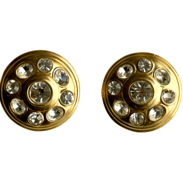 Fabulous 90s Golden Crystal Circle Earrings