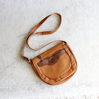 leather crossbody bag - vintage 90s y2k tan brown beige shoulder handbag purse 