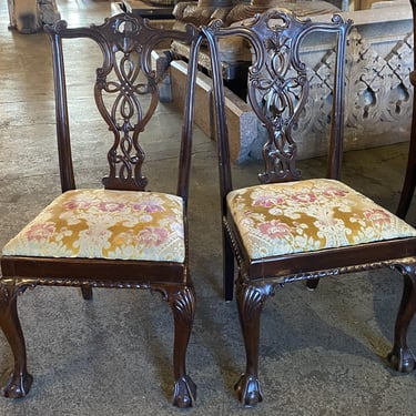 Ornate Carved Dark Wood Dining Chair