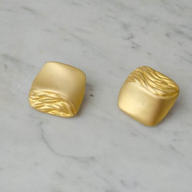 gold statement earrings | matte gold square earrings 