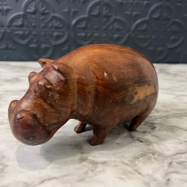 Wood Carved Hippo