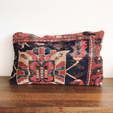 Vintage Persian Wool Rug Pillow 