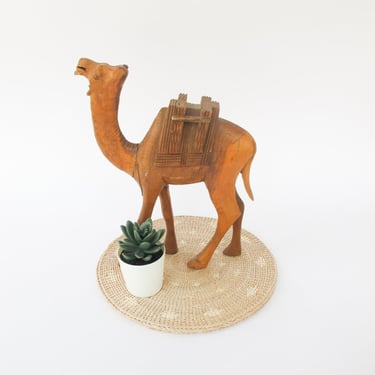 Wooden Camel Statue Figure 