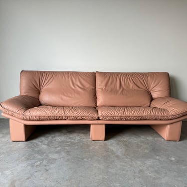 1970's Nicoletti Salotti Postmodern Italian Leather Sofa 