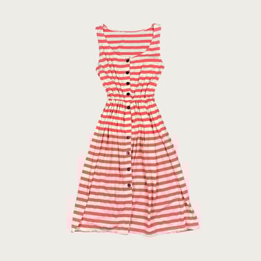 (XS/S) Pink/Cream Striped Button Up Dress