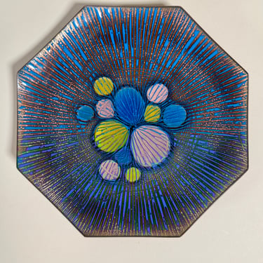 Vintage Annemarie Davidson Enamel Plate – Mid-Century Modern Studio Art on Copper
