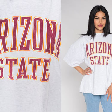 ASU T-shirt 90s Arizona State University Shirt College Graphic Tee Retro AZ Sun Devils Tshirt Heather Grey Vintage 1990s Extra Large xl 