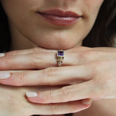 Vintage Sterling Silver &amp; 14K Amethyst Ring