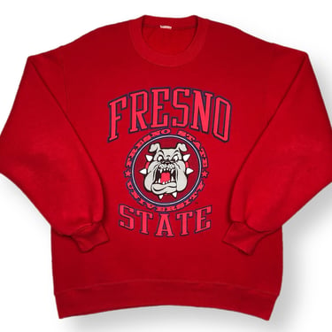 Vintage 90s Fresno State University Bulldogs Big Logo Graphic Crewneck Sweatshirt Pullover Size XL 