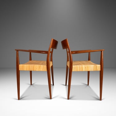 Set of Two (2) Rare Early Danish Modern Arm Chairs by Enjar Larsen & Aksel Bender Madsen for Willy Beck, Denmark, c. 1950's 