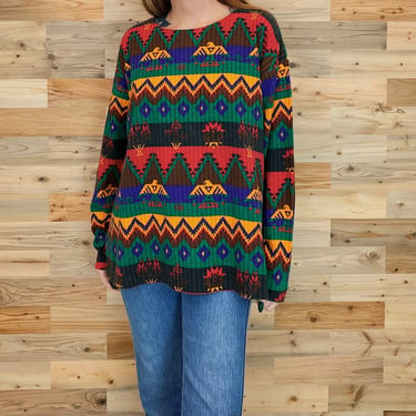 90's Southwest Ribbed Long Sleeve Top 