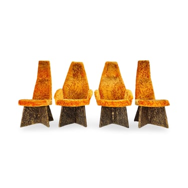 Adrian Pearsall for Craft Associates Goop Brutalist Vintage Mid Century Modern Set of Four Dining Chairs c. 1970s 