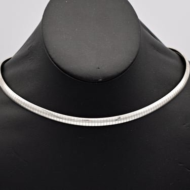 90's Milor sterling curved omega chain rocker necklace, edgy classic 28 gram Italy 925 silver choker 