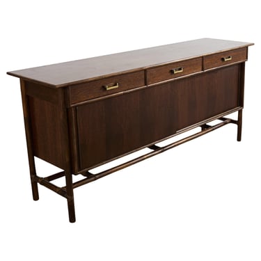 McGuire Oak Rattan Sideboard Buffet with Serving Trays