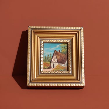 Gold Framed Small Painting, Miniature Framed Art, Tiny Framed Art 