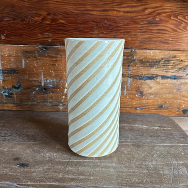 Vase - Warm White and Orange Diagonal Stripes 