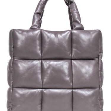 Stand Studio - Taupe Quilted Leather "Assante" Puffy Tote Bag