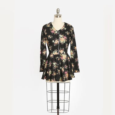 Vintage 90s floral peplum micro dress Top 