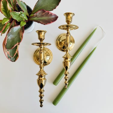 Pair of Taper Candle Brass Sconces