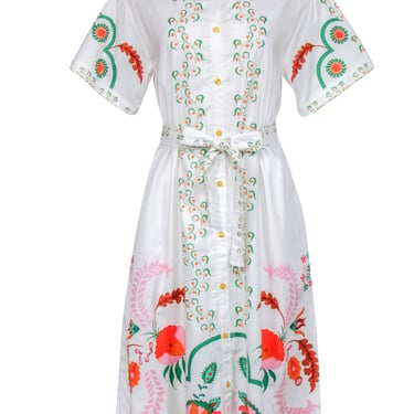 Tucker - Multi-Color Floral Print Midi Shirt Dress w/ Pockets Sz M