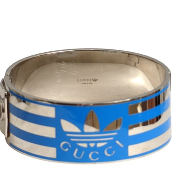 GUCCI X ADIDAS- 2022 Silver Enamel Clamper Bracelet