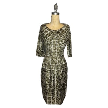 1950s Silk Square print dress 