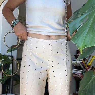 VTG White/Black Polka Dot Silk Pants 
